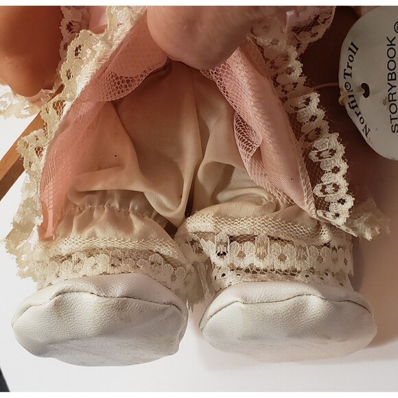 Dam Troll Little Bo Peep Doll Pink White Polka Dot Dress Brown Hair Norfin Tag - Picture 7 of 14